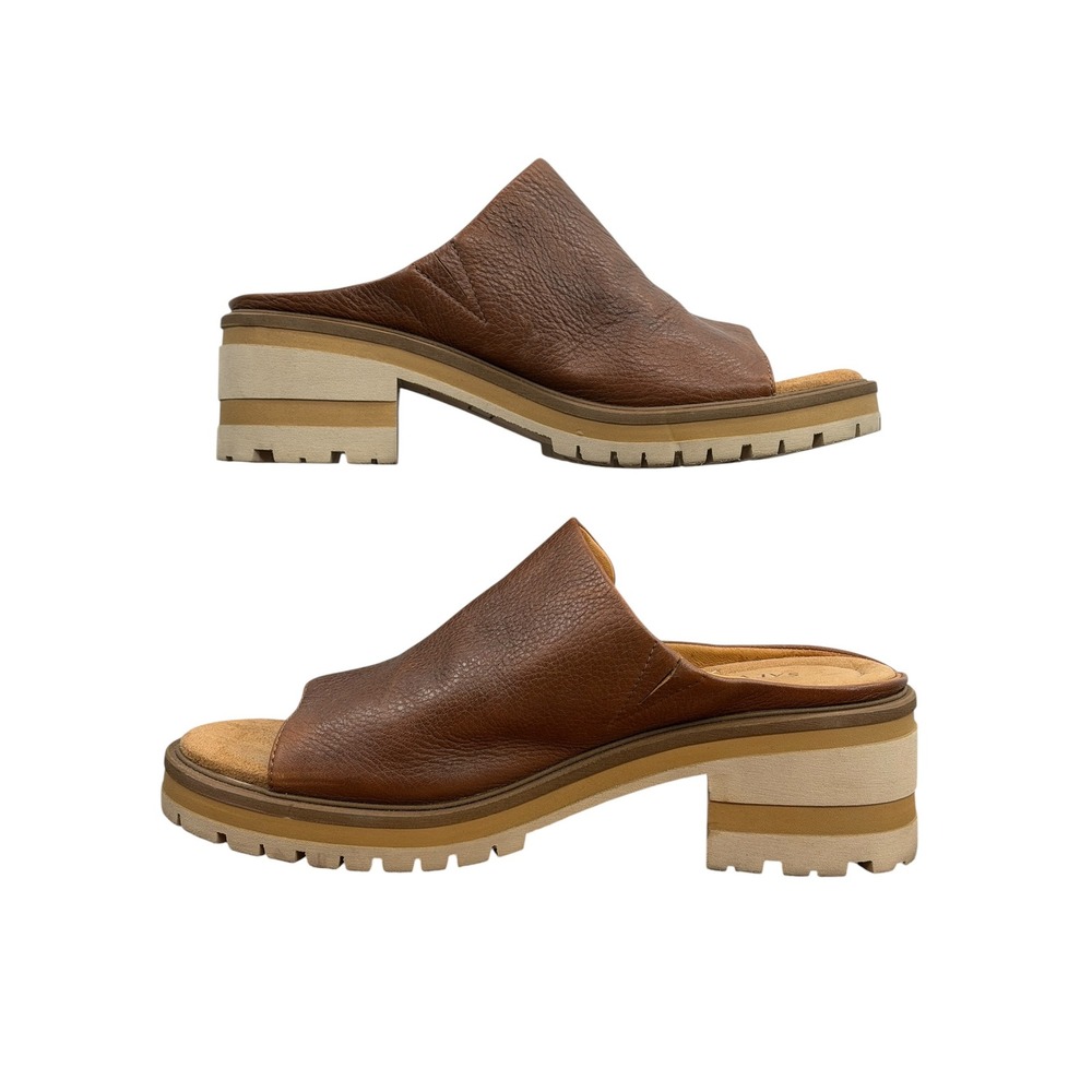 Salvia Chunky Mule Harper Women SZ 41 10 Brown Boho Hippie Leather Lug Sandals - Picture 7 of 12